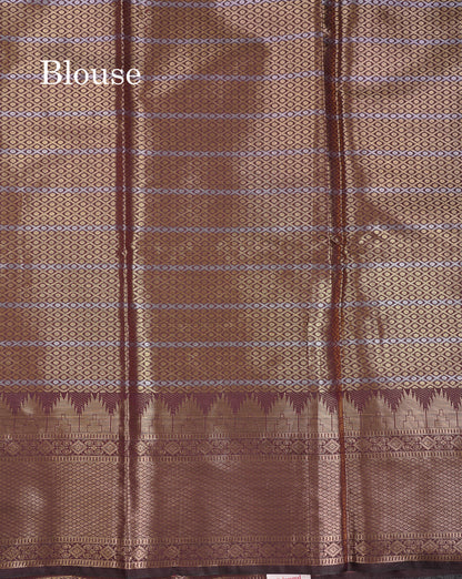 Beautiful Dark Magenta Silver & Gold Buttas Mixed Cotton Fancy Saree With Traditional Evening Morning Temple Border