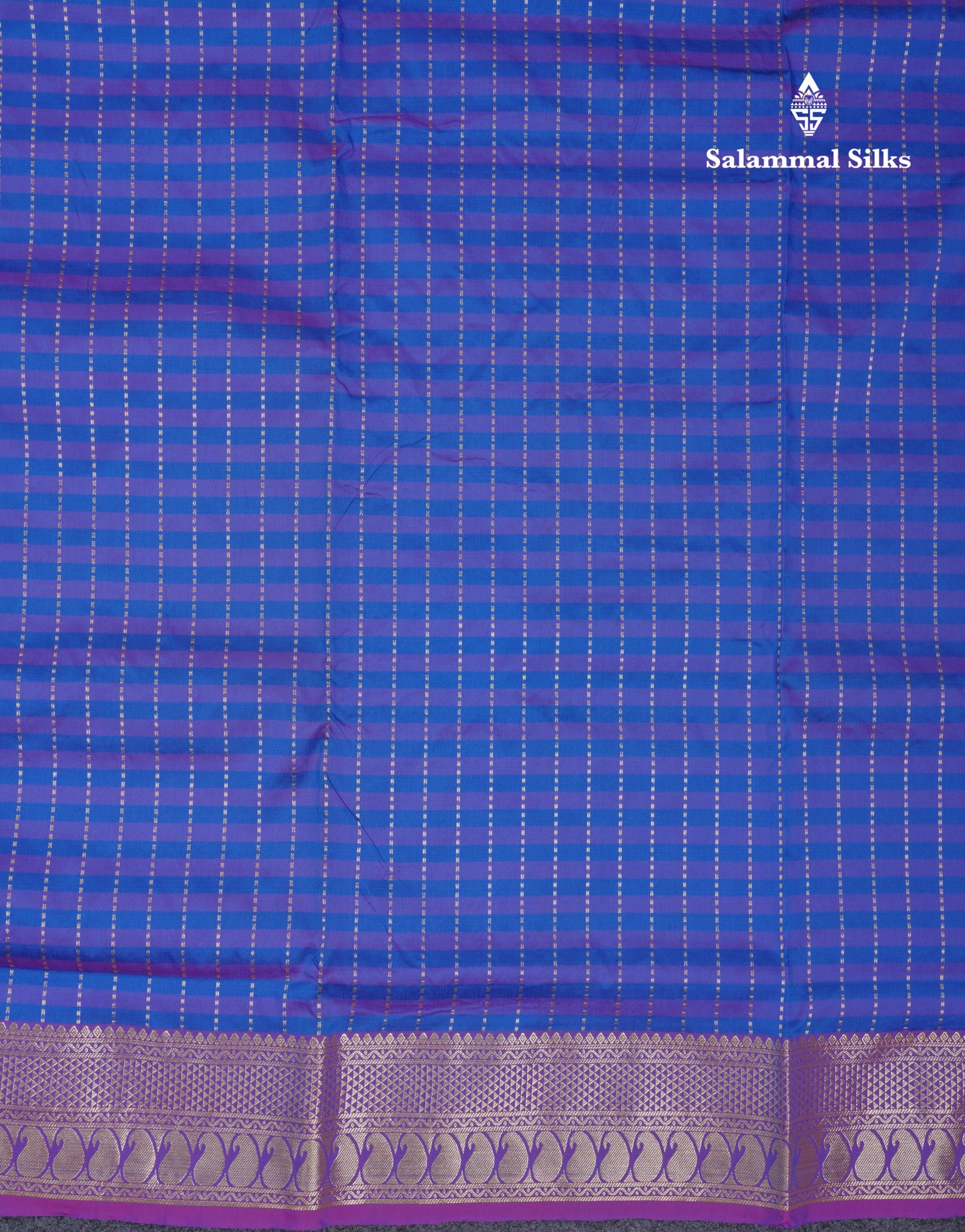 9 Yards Semi Silk Saree Blue & Violet with Purple Border