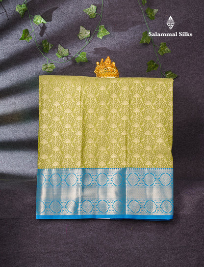 Semi Silk Pattu Pavadai (Chilly Red) With Pista Green Blouse 37"
