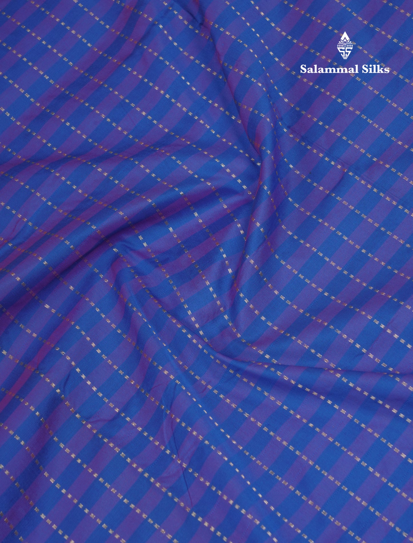 9 Yards Semi Silk Saree Blue & Violet with Purple Border