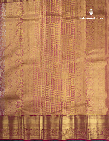 Rani Pink Tissue Bridal Pure Kanjivaram Silk Saree With Contrast Magenta Traditional Border