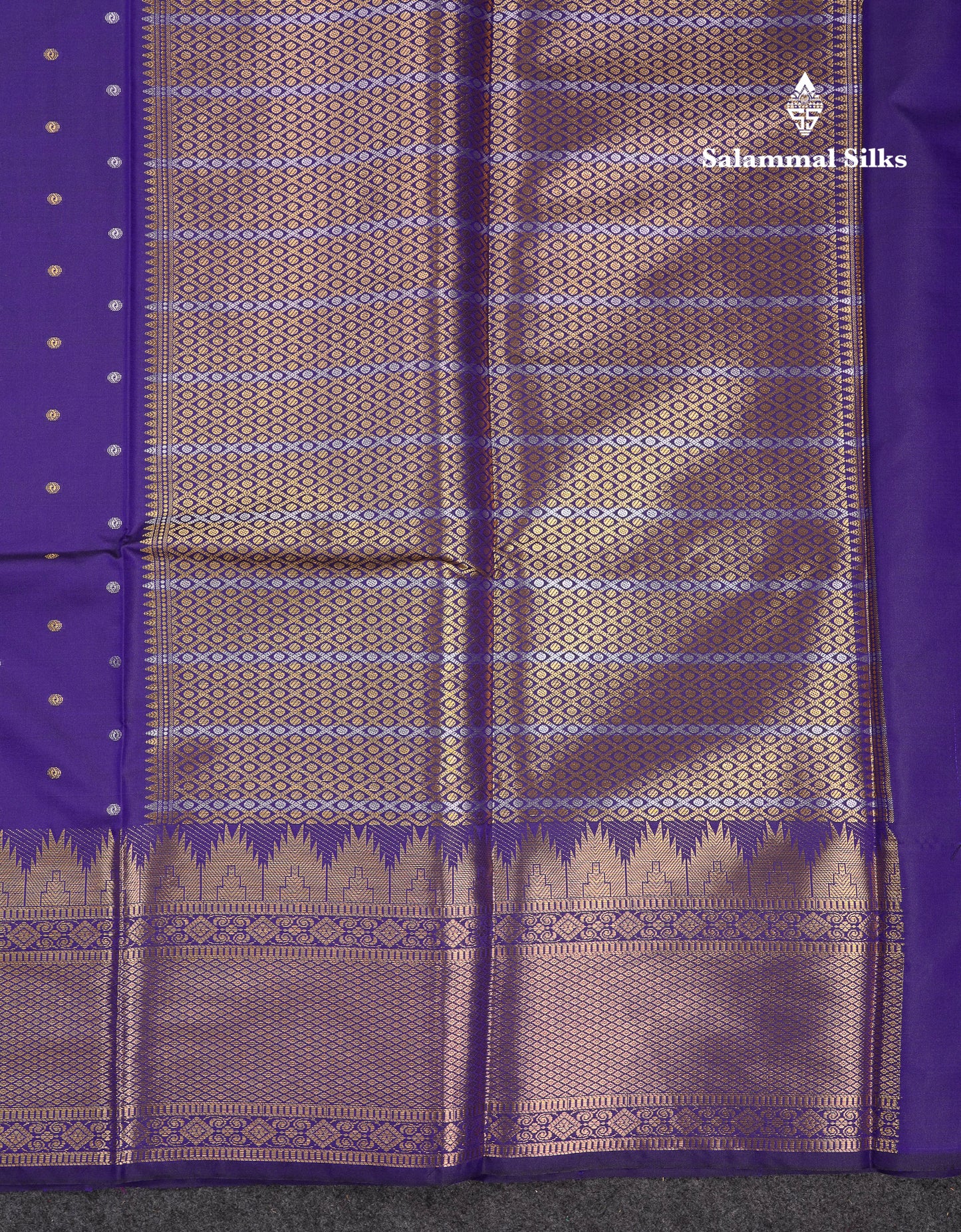 Beautiful Dark Magenta Silver & Gold Buttas Mixed Cotton Fancy Saree With Traditional Evening Morning Temple Border
