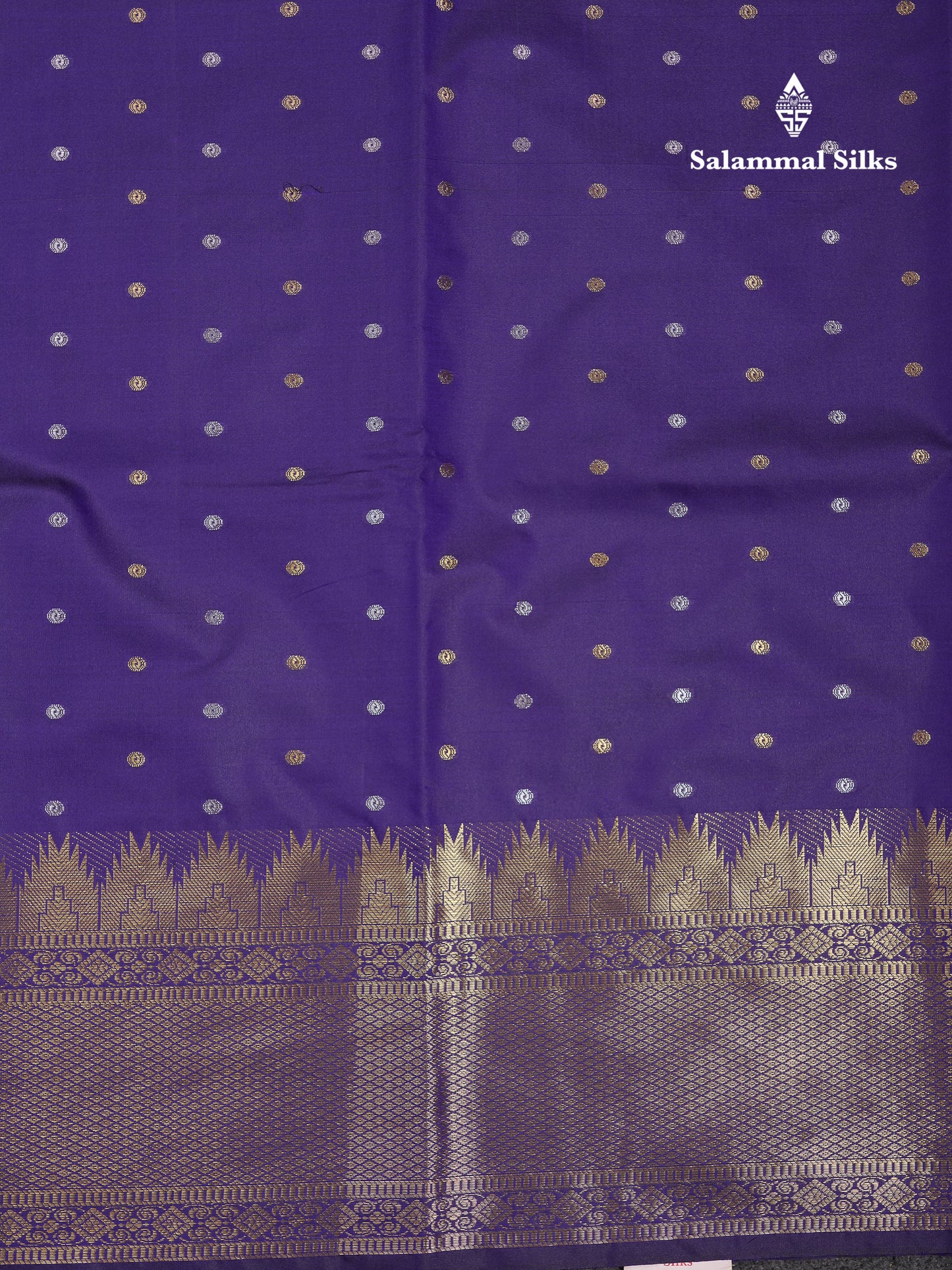 Beautiful Dark Magenta Silver & Gold Buttas Mixed Cotton Fancy Saree With Traditional Evening Morning Temple Border