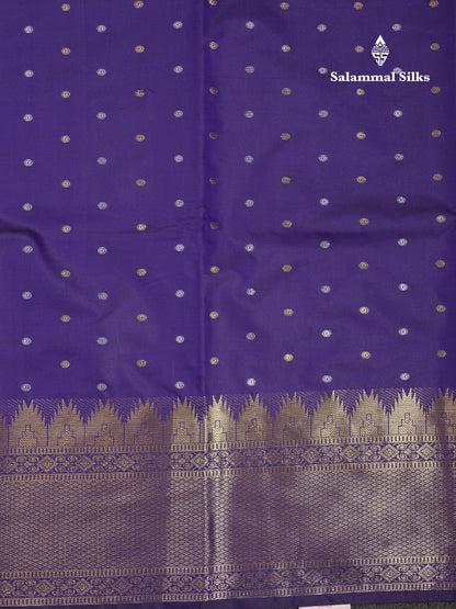Beautiful Dark Magenta Silver & Gold Buttas Mixed Cotton Fancy Saree With Traditional Evening Morning Temple Border