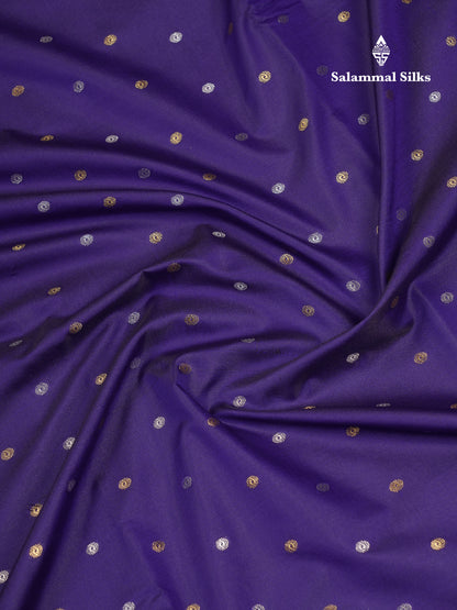 Beautiful Dark Magenta Silver & Gold Buttas Mixed Cotton Fancy Saree With Traditional Evening Morning Temple Border
