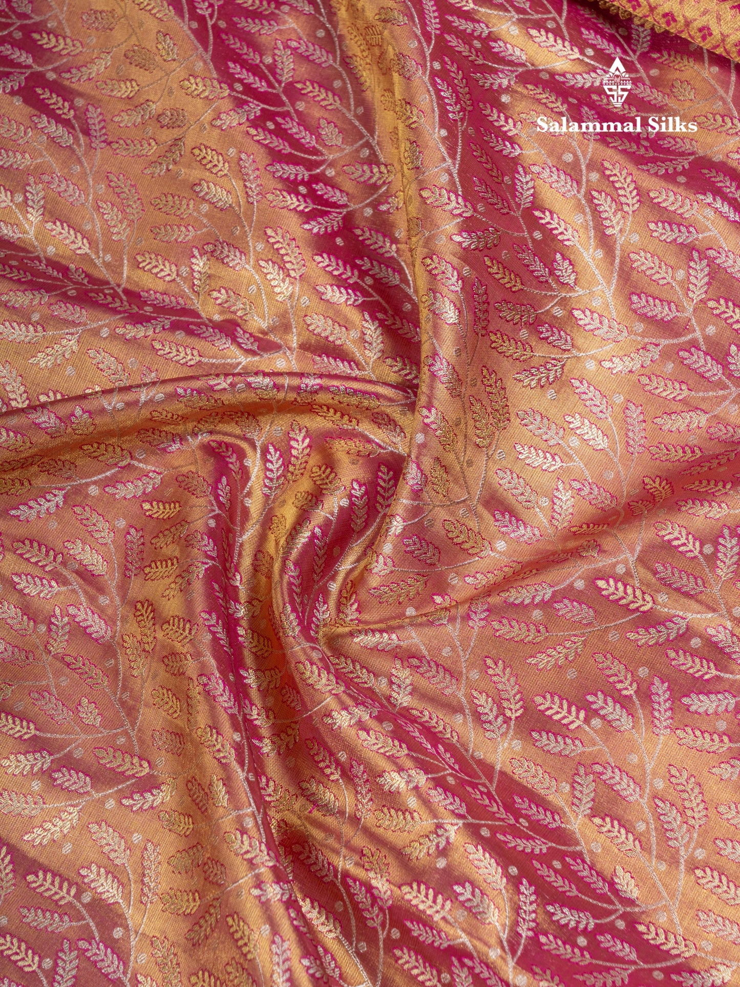 Rani Pink Tissue Bridal Pure Kanjivaram Silk Saree With Contrast Magenta Traditional Border