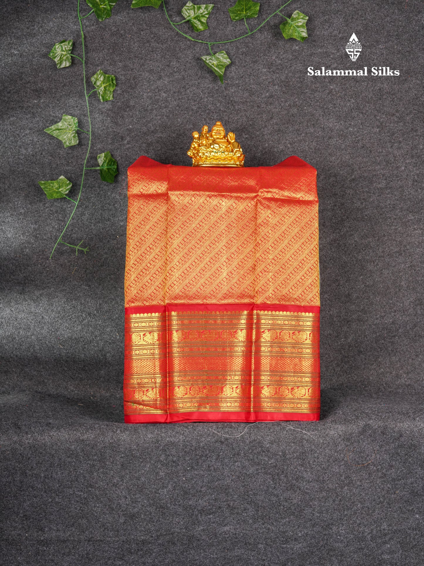 Pure Silk Pattu Pavadai (Sandal) With Chilly Red Grand Blouse 25"