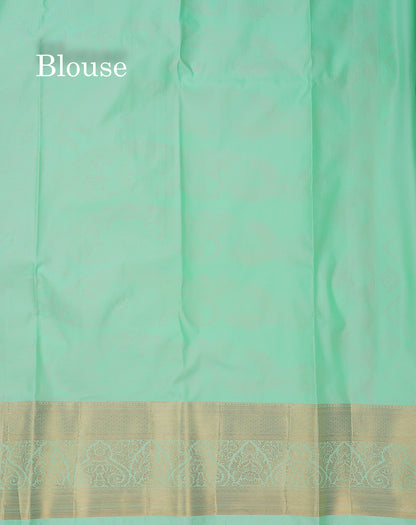 Beautiful Violet Bridal Semi Silk Saree With Contrast Rexona Green Border