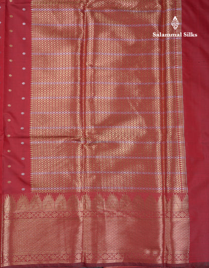 Beautiful Dark Magenta Silver & Gold Buttas Mixed Cotton Fancy Saree With Traditional Evening Morning Temple Border