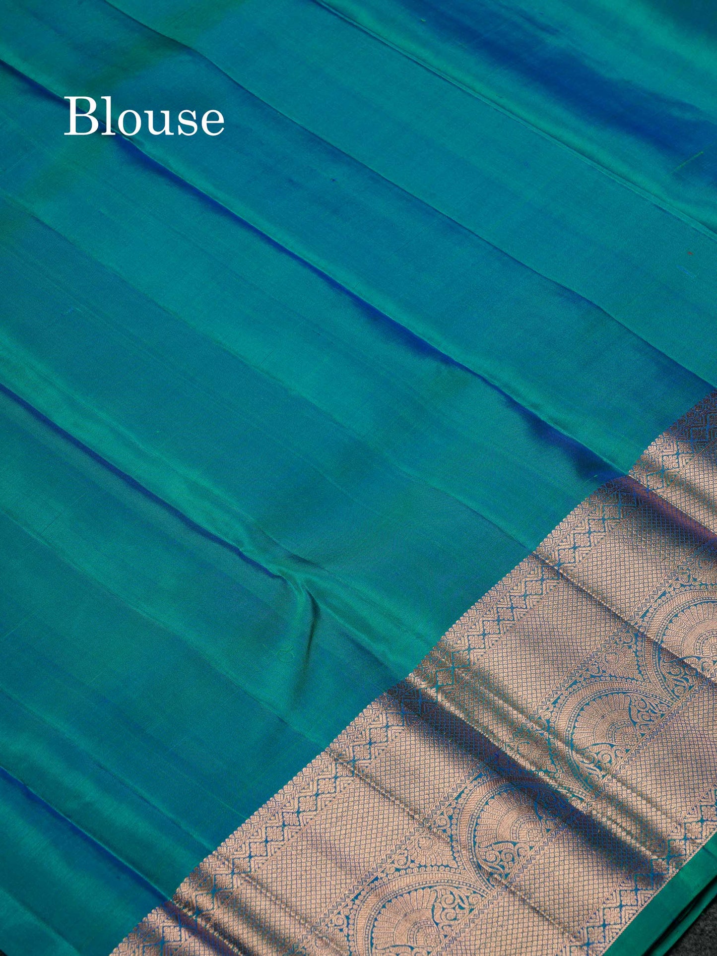 Beautiful Dual Tone Peacock Green Menakri Work Pure Kanjivaram Silk Saree With Traditional Evening Morning Border