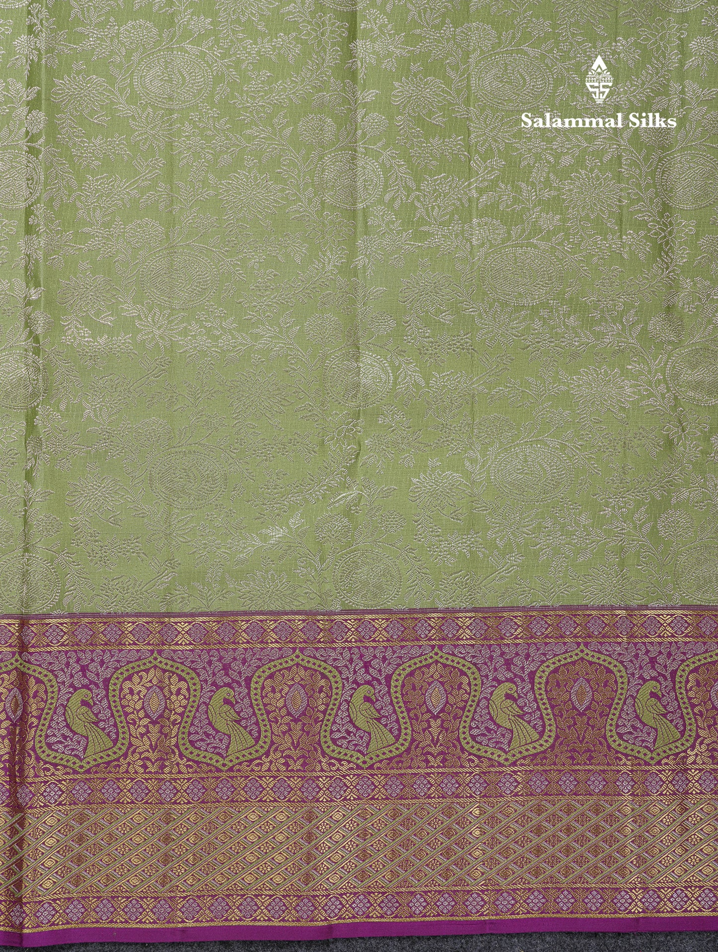 Beautiful Light Elaichi Green Bridal Pure Kanjivaram Silk Saree With Contrast Dark Purple Menakari Work Fancy Border