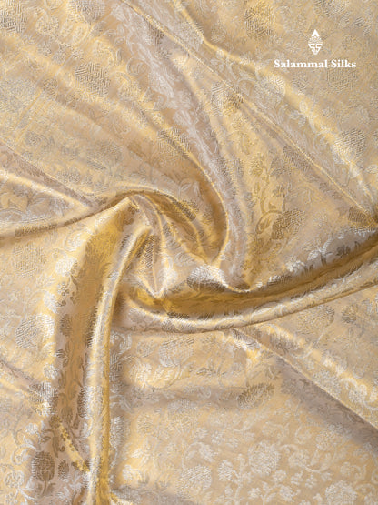 Beautiful Half White Tissue Bridal Pure Kanjivaram Silk Saree With Contrast Violet Traditional Border