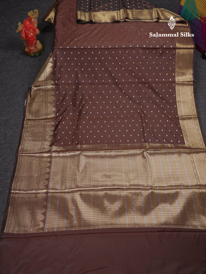 Beautiful Dark Magenta Silver & Gold Buttas Mixed Cotton Fancy Saree With Traditional Evening Morning Temple Border