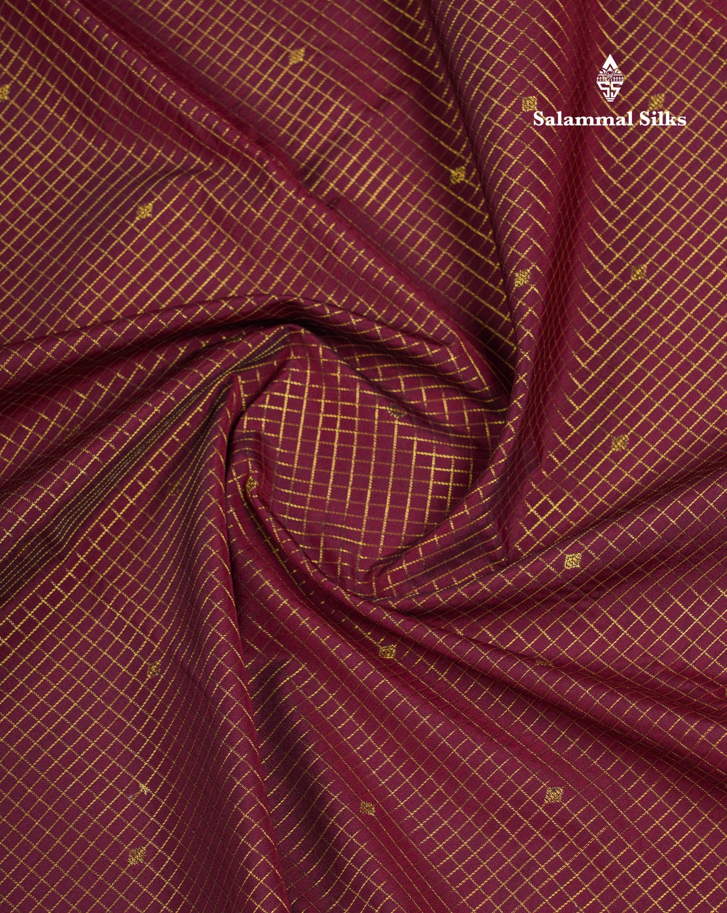 Beautiful Dark Brown Small Checks With Butta Semi Silk Saree With Contrast Pink Rettapet Traditional Border