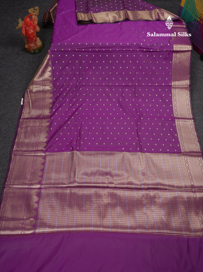 Beautiful Dark Magenta Silver & Gold Buttas Mixed Cotton Fancy Saree With Traditional Evening Morning Temple Border