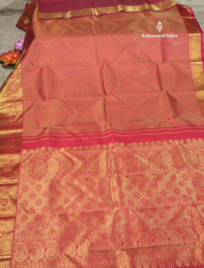 Beautiful Maroon MeenaKari Work Pure Kanjivaram Silk Saree (2G) Zari With Self Border