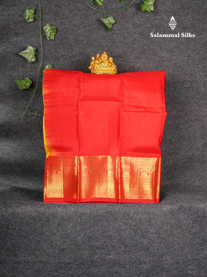 Pure Silk Pattu Pavadai ( Gold Colour ) With Red Blouse 27"