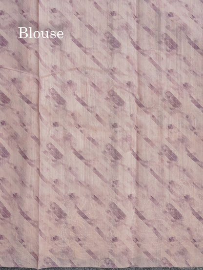 Semi Tussar Saree - Light Peach Colour Body With Contrast Onion Pink Thread Work Fancy Border