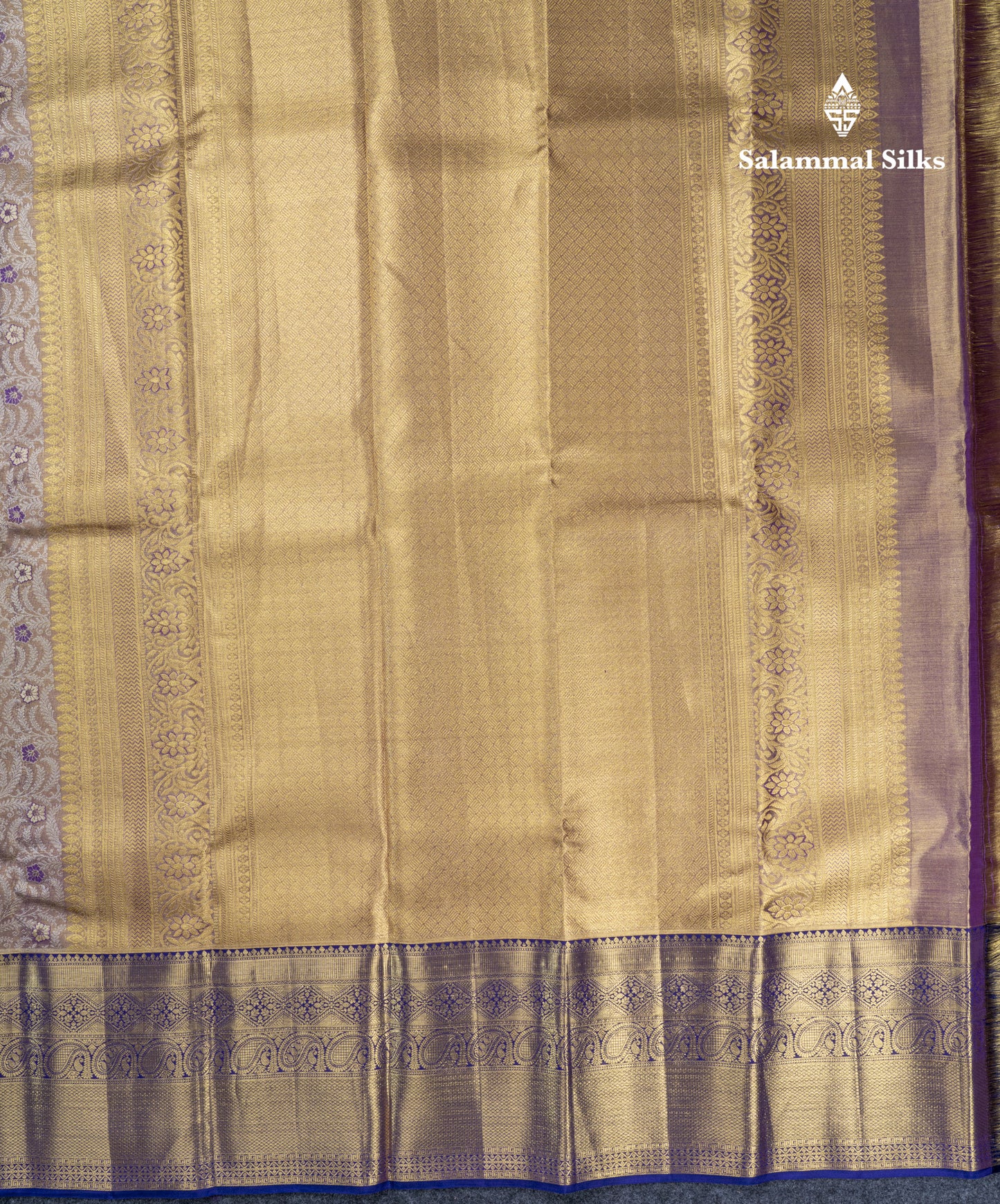 Purple Tissue Bridal Pure Kanjivaram Silk Saree With Contrast Violet Traditional Evening Morning Border