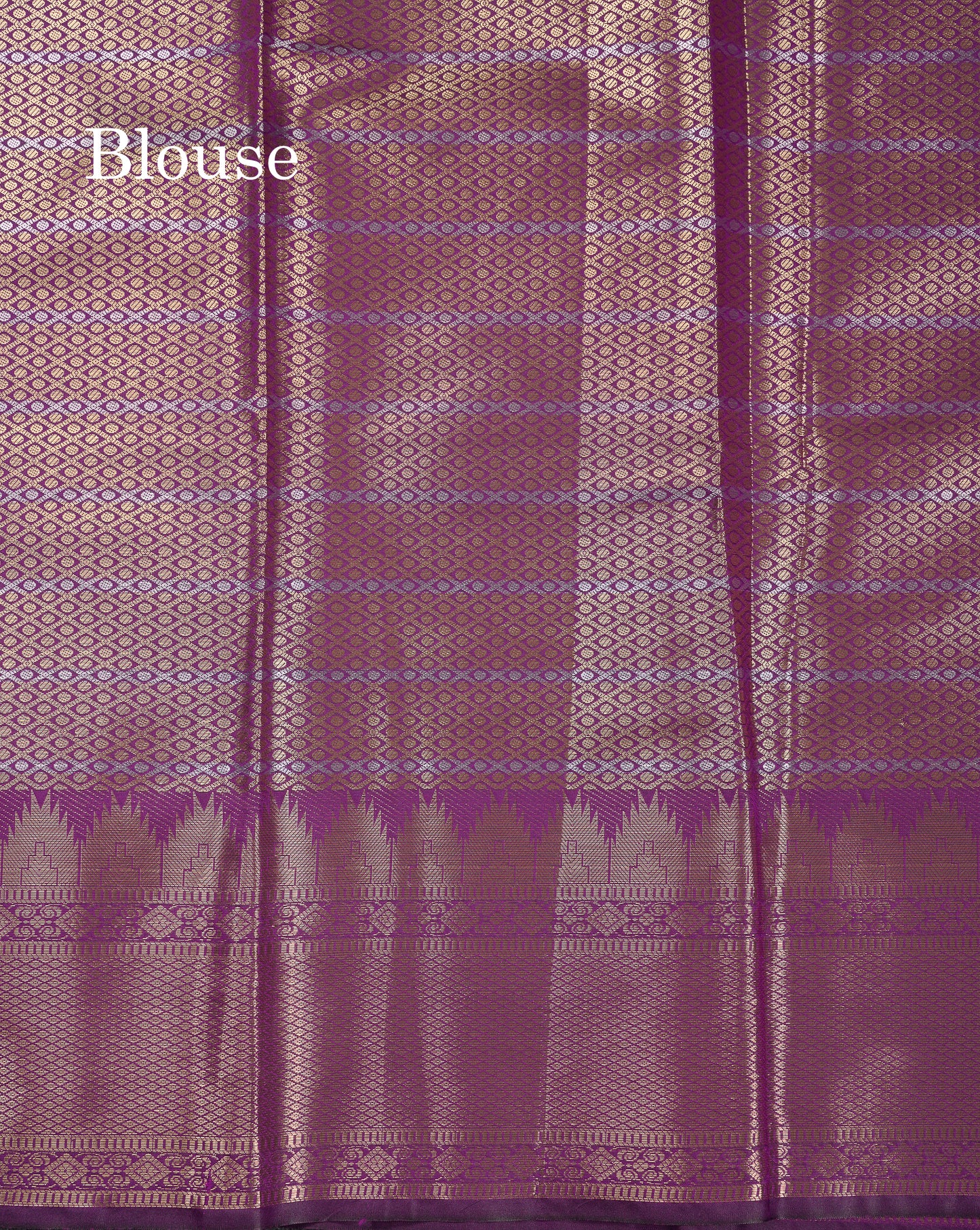 Beautiful Dark Magenta Silver & Gold Buttas Mixed Cotton Fancy Saree With Traditional Evening Morning Temple Border