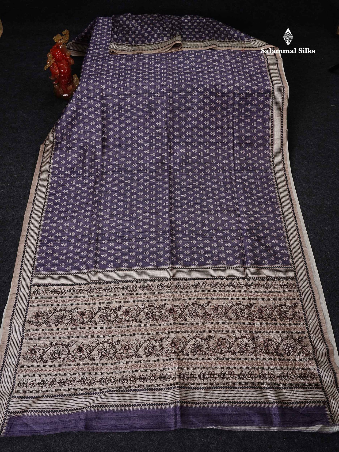 Semi Tussar Saree - Light Violet Along With Contrast Cream Sandal Blouse