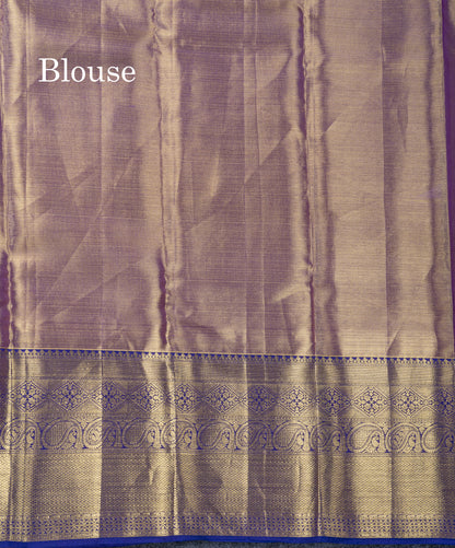 Purple Tissue Bridal Pure Kanjivaram Silk Saree With Contrast Violet Traditional Evening Morning Border