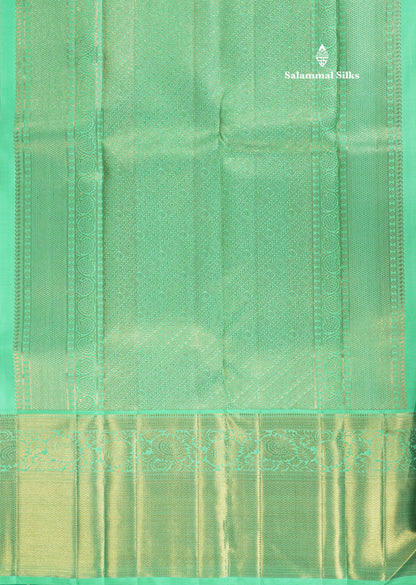 Beautiful Dual Tone Reddish Pink Pure Kanjivaram Silk Saree (2G) Zari With Contrast Rexona Green Border