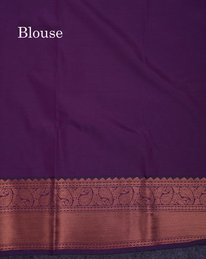 Beautiful Dark Peach Semi Silk Saree With Contrast Dark Purple Traditional Border