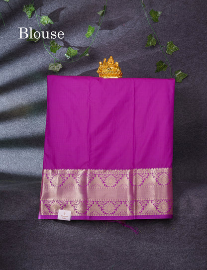 Semi Silk Pattu Pavadai (Light Chocolate) With Purple Blouse 37"