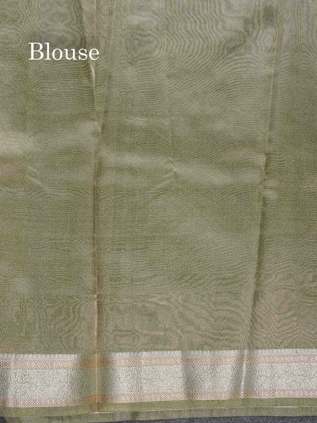 Tissue Saree - Olive Green Colour Plain Body With Fancy Border