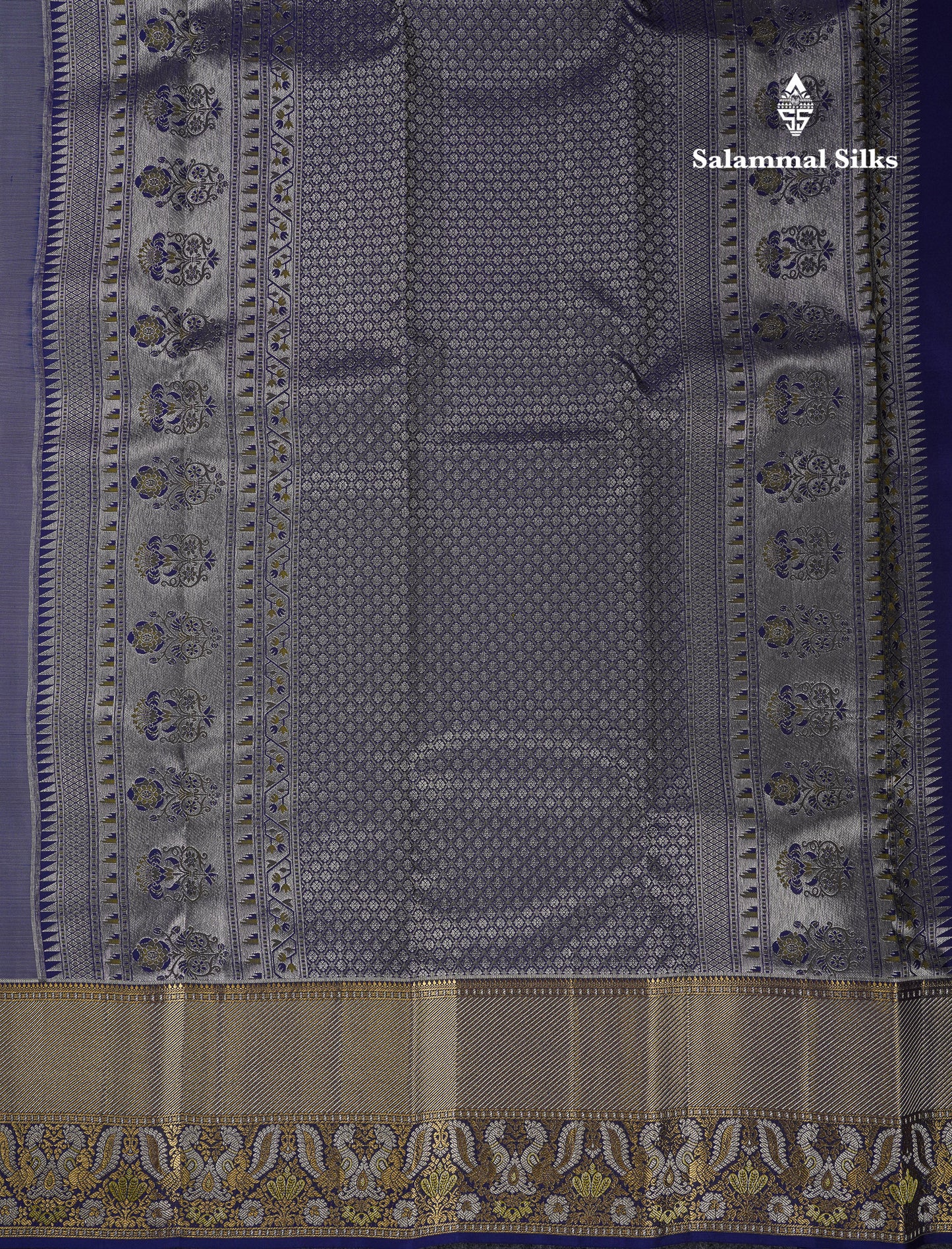 Beautiful Cream Bridal Pure Kanjivaram Silk Saree With Contrast Navy Blue Traditional Evening Morning Border