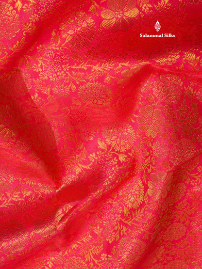 Beautiful Dual Tone Reddish Pink Pure Kanjivaram Silk Saree (2G) Zari With Contrast Rexona Green Border