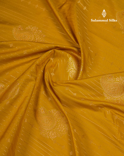 Beautiful Yellow Semi Silk Saree With Contrast Sapphire Green Blouse