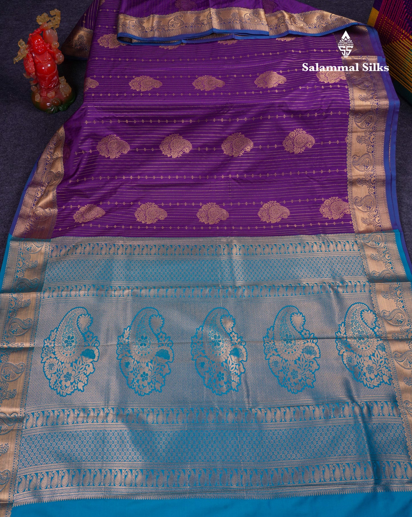 Beautiful Yellow Semi Silk Saree With Contrast Sapphire Green Blouse
