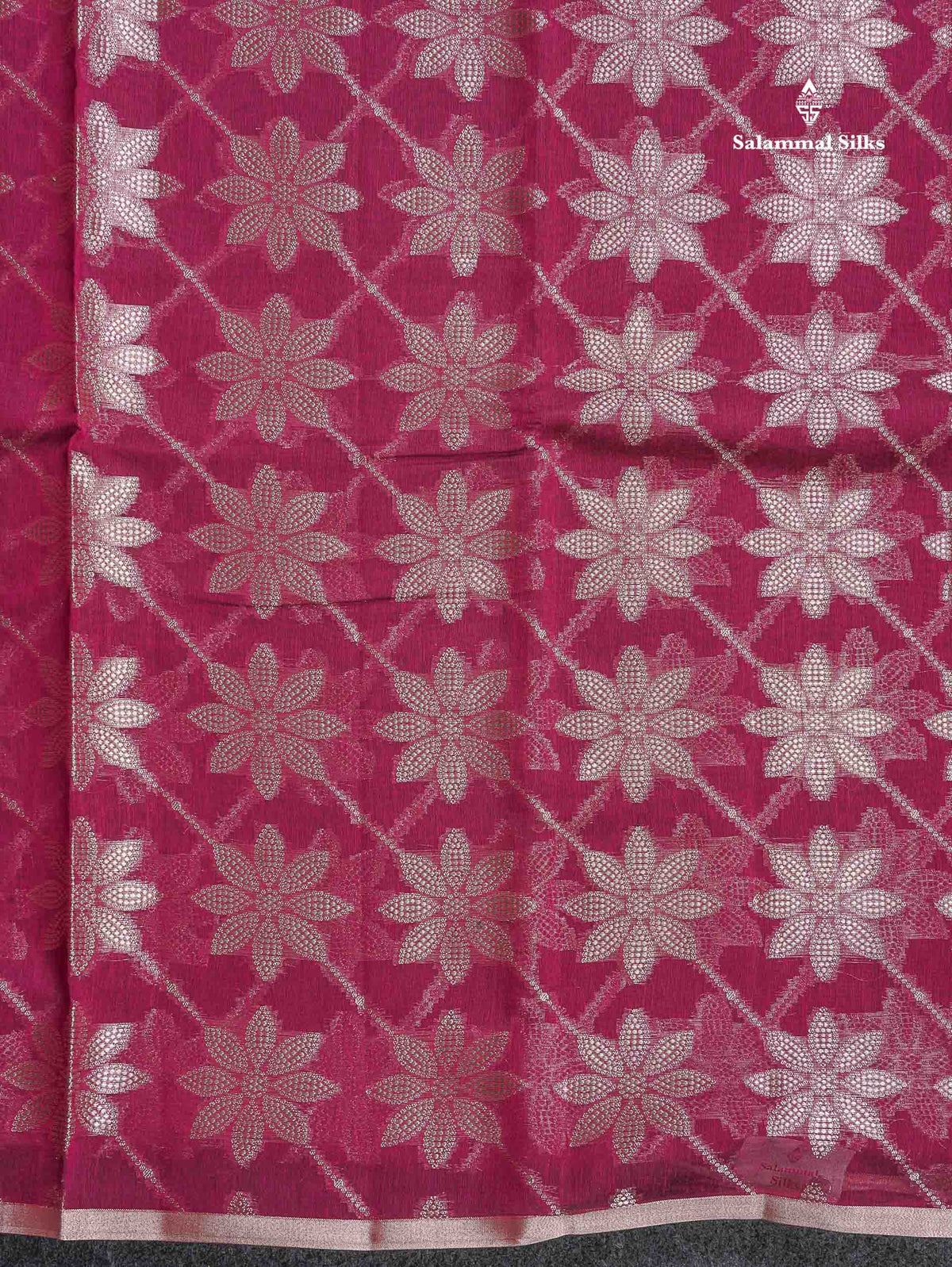 Cotton Mix Saree - Dark Magenta Colour Body Floral Desing With Small Ribbon Border