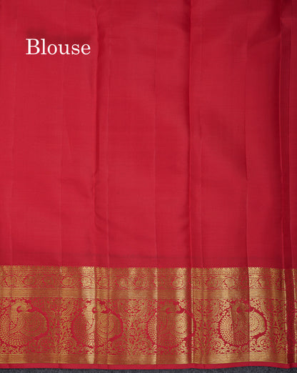Beautiful Sapphire Green Bridal Pure Kanjivaram Silk Saree With Contrast Reddish Maroon Menakari Work Fancy Border