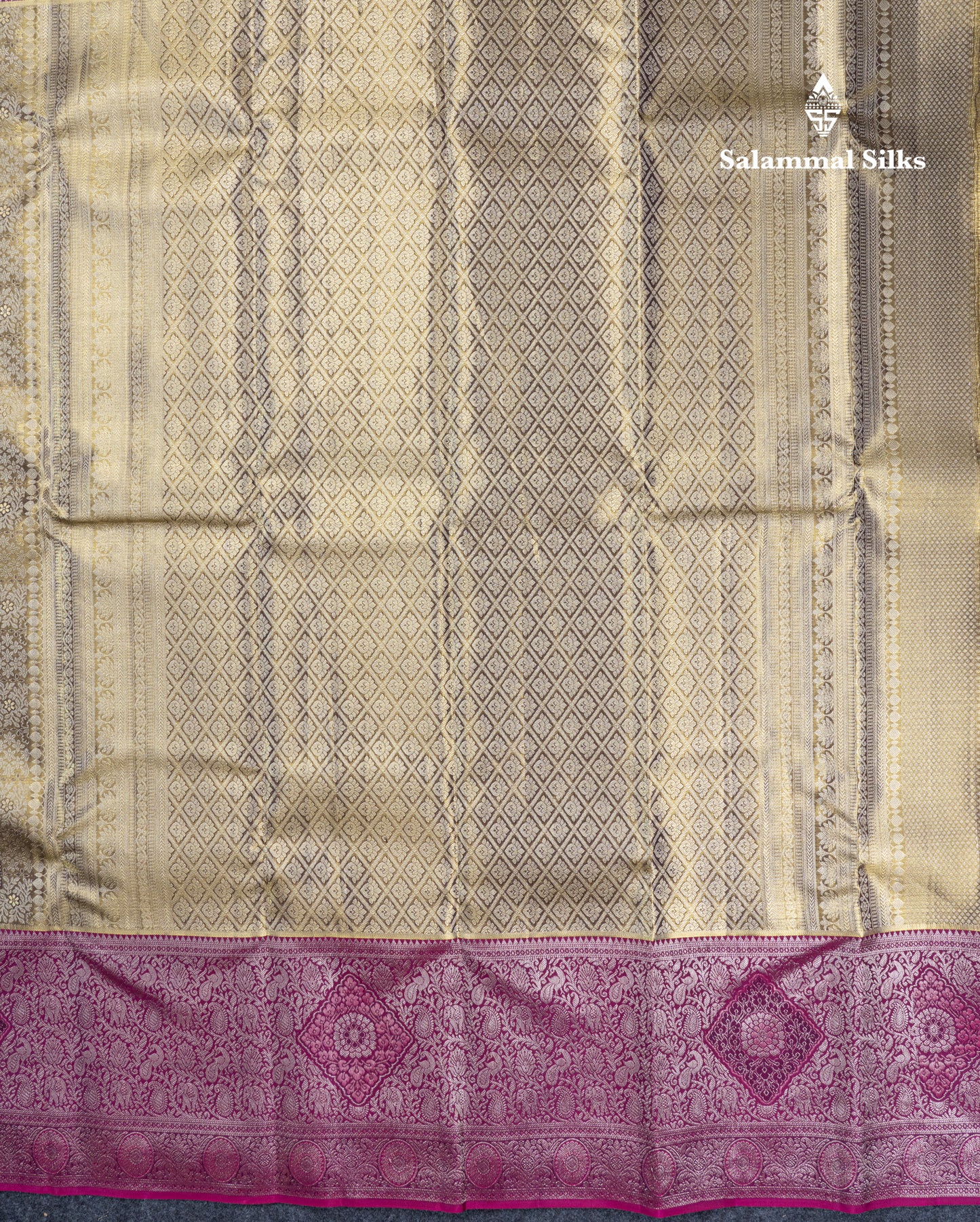 Army Green Tissue Fancy Bridal Pure Kanjivaram Silk Saree With Contrast Magenta Traditional Evening Morning Border