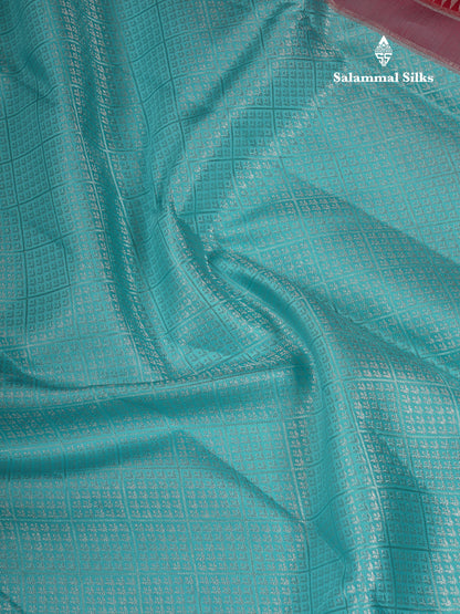 Beautiful Sapphire Blue Bridal Pure Kanjivaram Silk Saree With Contrast Chilly Red Menakari Work Fancy Border