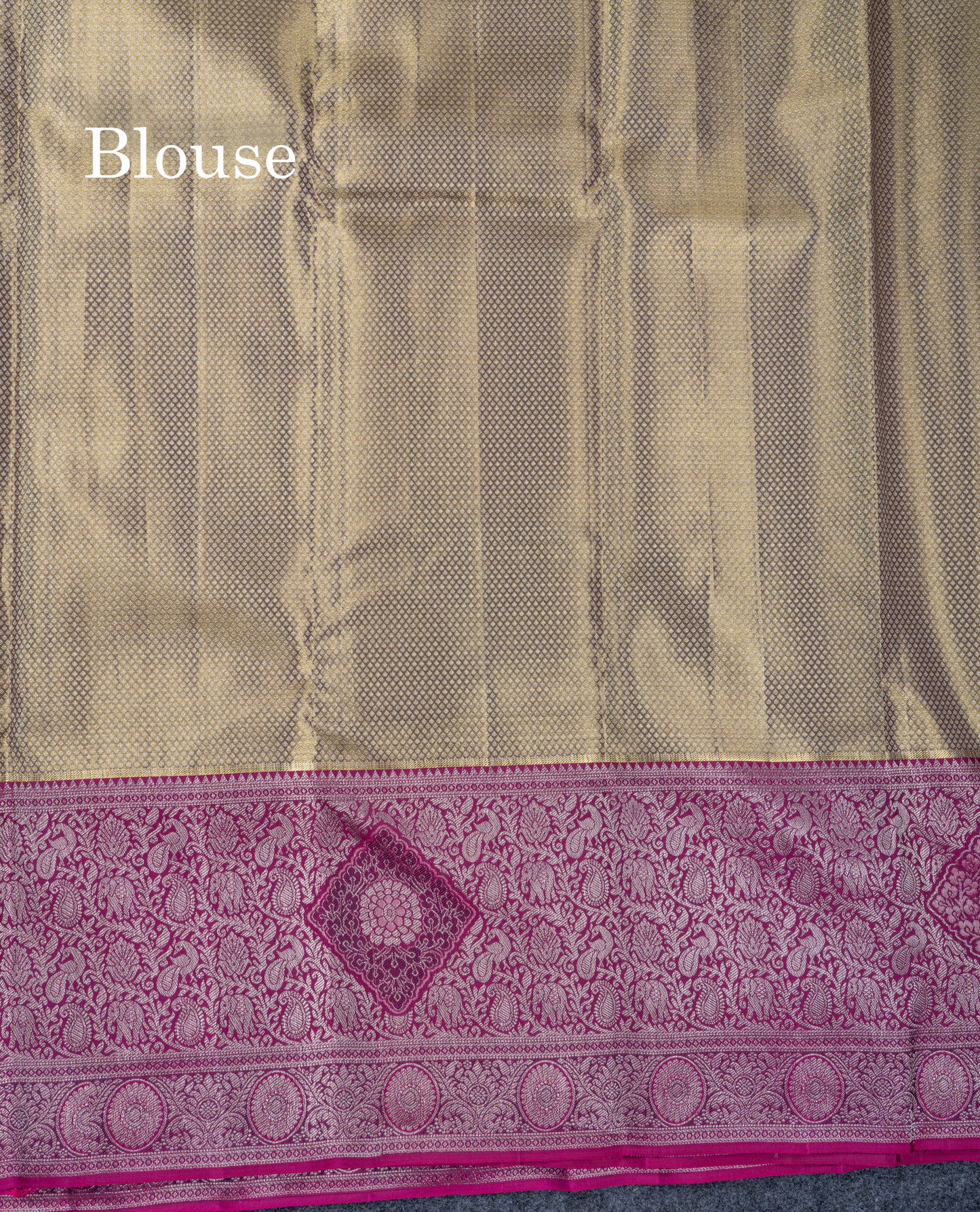 Army Green Tissue Fancy Bridal Pure Kanjivaram Silk Saree With Contrast Magenta Traditional Evening Morning Border