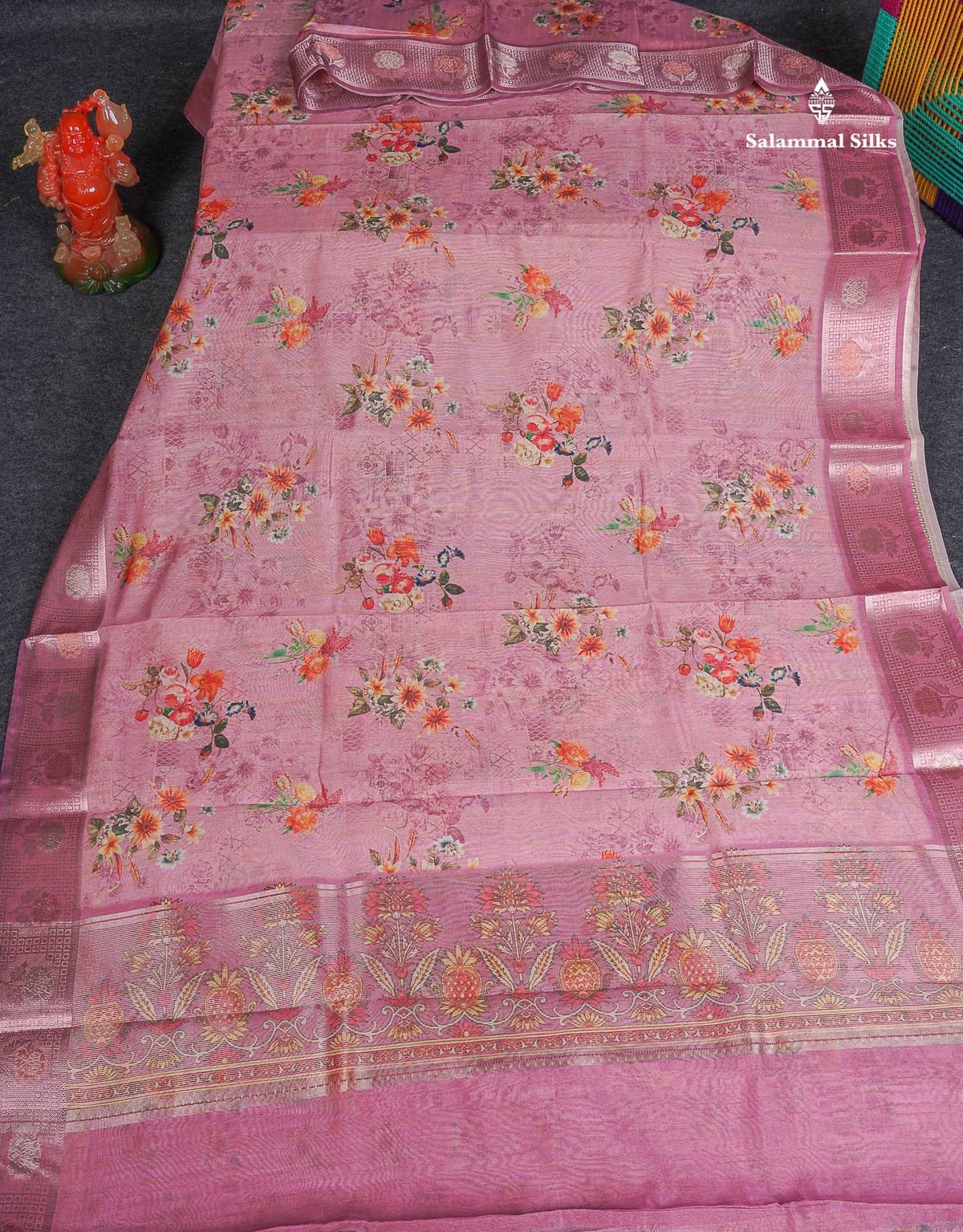 Cotton Mix Saree - Light Rose Colour Body Floral Desing With Fancy Border