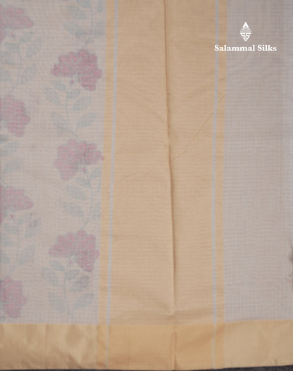 Beautiful Pastel Blue Kota Cotton Fancy Saree With Contrast Sandal Plain Border
