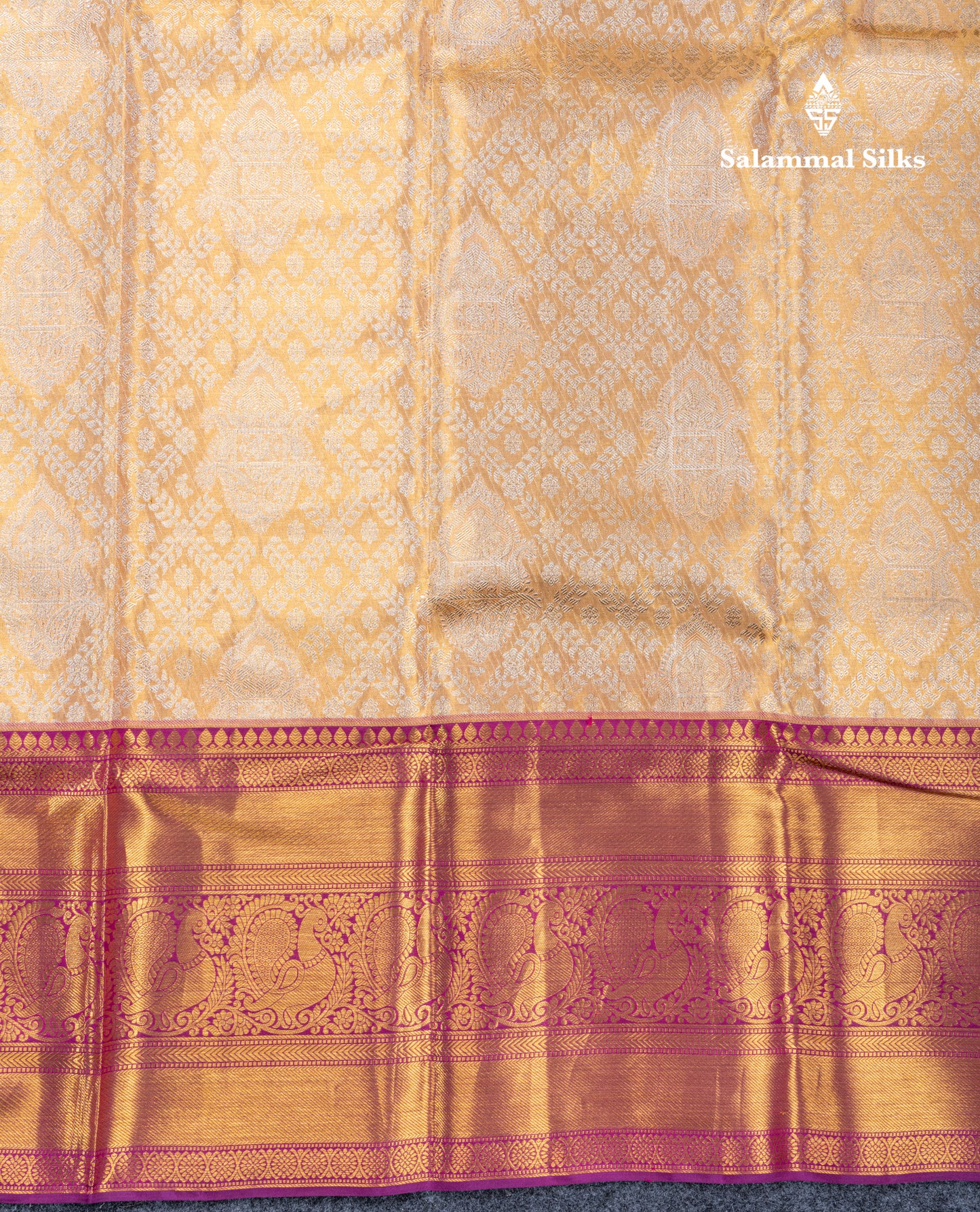 Dark Sandal Tissue Bridal Pure Kanjivaram Silk Saree With Contrast Dark Purple Evening Morning Traditional Border