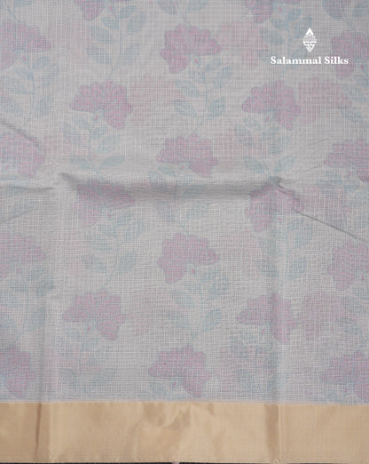 Beautiful Pastel Blue Kota Cotton Fancy Saree With Contrast Sandal Plain Border