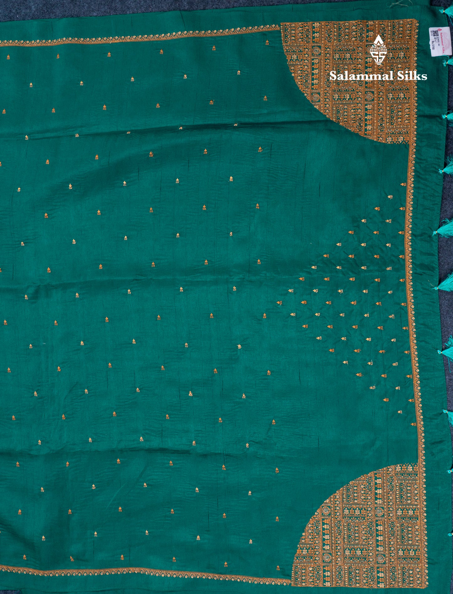Dual Tone Green Tussar Fancy Saree With Self Blouse