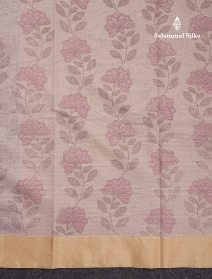 Beautiful Pastel Blue Kota Cotton Fancy Saree With Contrast Sandal Plain Border