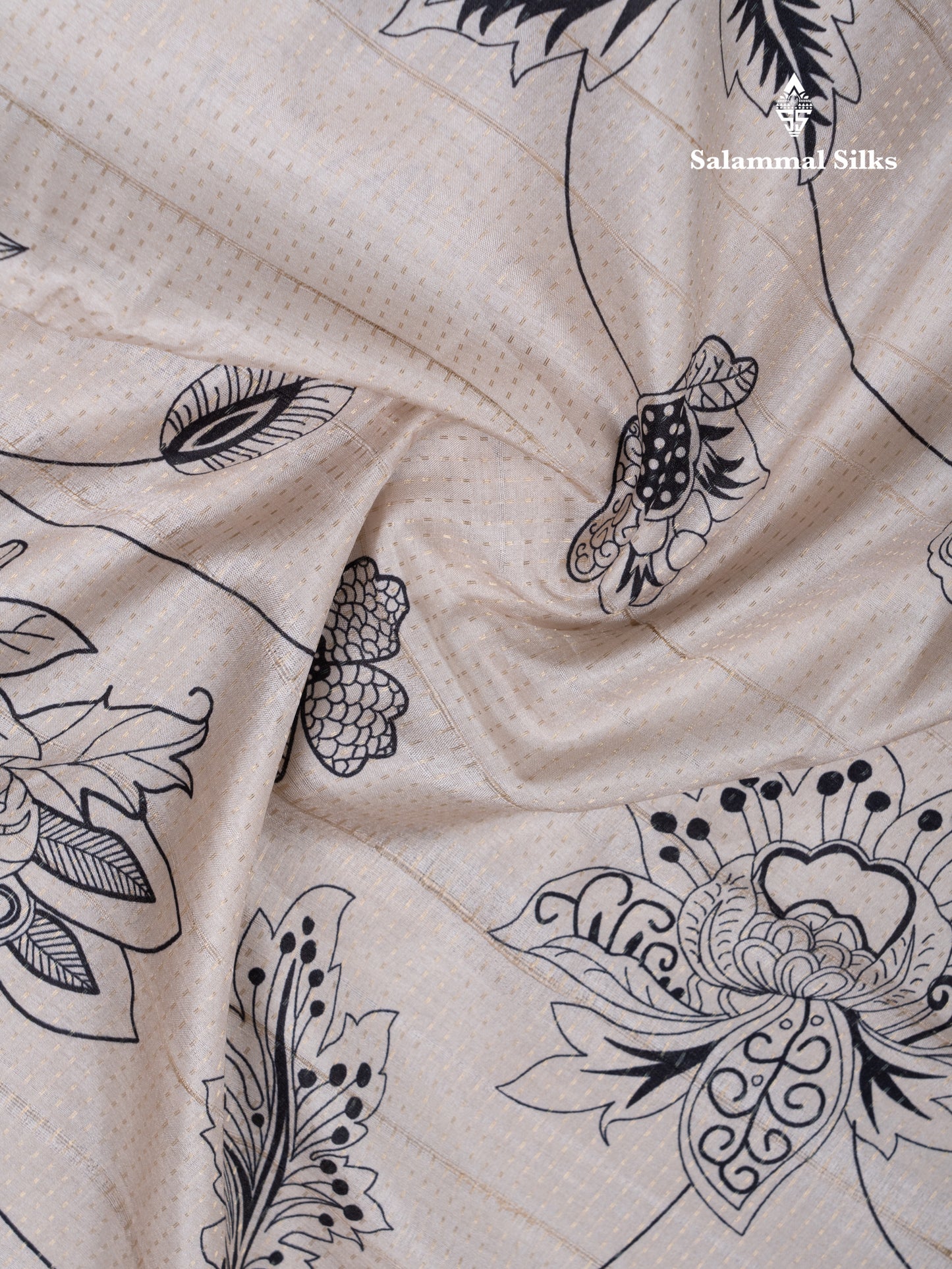 Cream Sandal Semi Tussar Fancy Saree With Contrast Light Violet Fancy Border