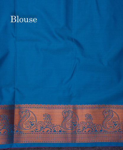 Beautiful Yellow Semi Silk Saree With Contrast Sapphire Green Blouse