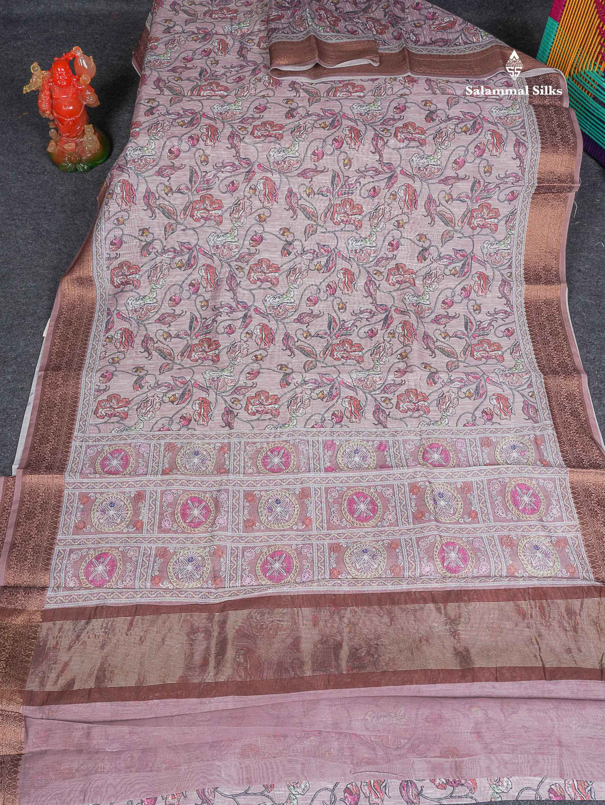 Cotton Mix Saree - Light Chocolate Colour Body With Fancy Border