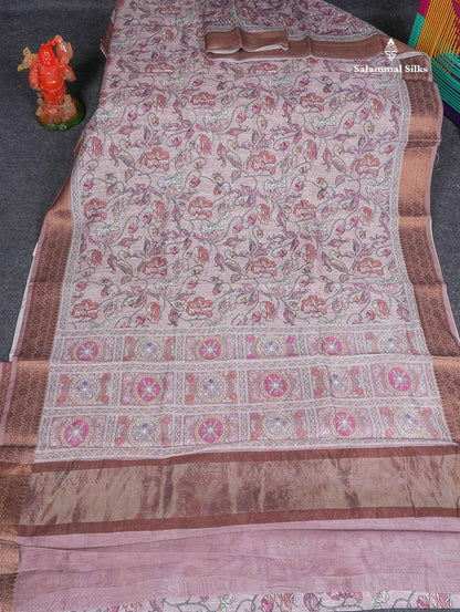 Cotton Mix Saree - Light Chocolate Colour Body With Fancy Border