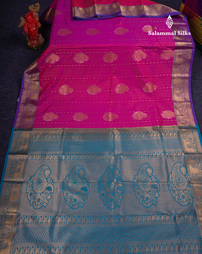 Beautiful Yellow Semi Silk Saree With Contrast Sapphire Green Blouse